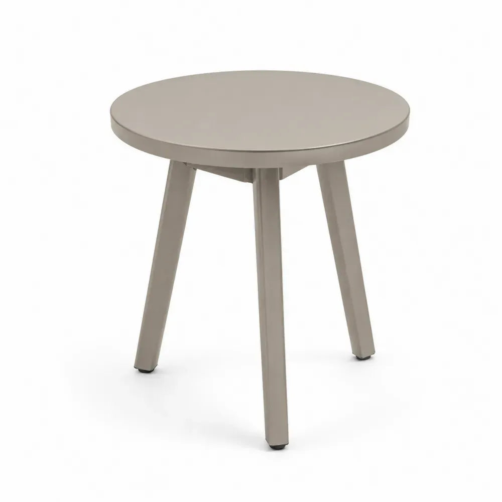 Gartentisch Bistrotisch rund Ø 60 cm Höhe 74 cm aus pulverbeschichtetem Aluminium Taupe
