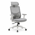 Bürostuhl Computerstuhl drehbar mit Kopfstütze Netzrücken Armlehnen 65 x 65 x 115-125 cm Polyester Polyamid Grau Weiß Schwarz