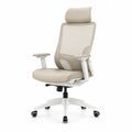 Bürostuhl Computerstuhl Drehstuhl mit Kopfstütze 68 x 68 x 118 bis 128 cm Polyester Netz PU Kunstleder PA Kunststoff Beige Weiß Schwarz