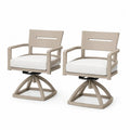 2er Set Gartenstühle Drehsessel mit Armlehnen pulverbeschichtetes Aluminium Polyestergewebe Taupe Creme Schwarz 63 x 64 x 88 cm