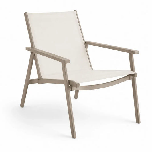 Gartenstuhl Loungesessel 65 x 78 x 88 cm mit Armlehnen Aluminium und PVC-beschichtetem Polyestergewebe Taupe Creme