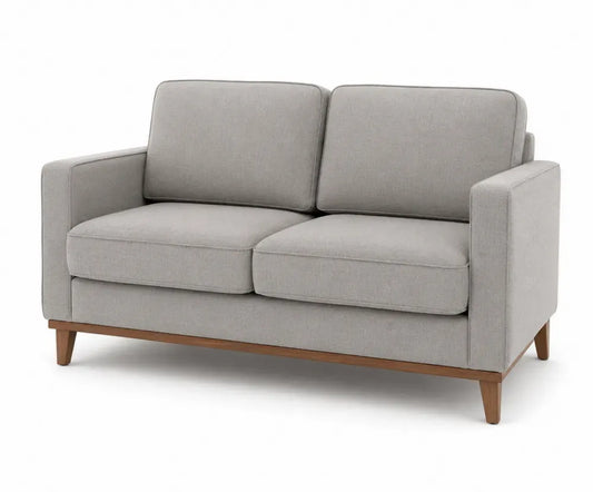 Zweisitzer Sofa 2 Sitzer Couch rechteckig Polyestergewebe Kiefer Sperrholz Kautschukbaum Hellgrau Walnussbraun 150 x 82 x 82 cm