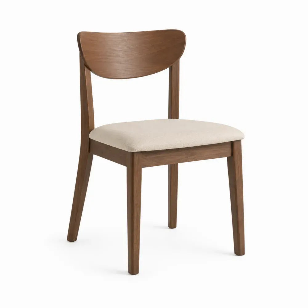Esszimmerstuhl Polsterstuhl ohne Armlehnen 48 x 53 x 80 cm Gummibaumholz Sperrholz Polyestergewebe rechteckig Braun Beige