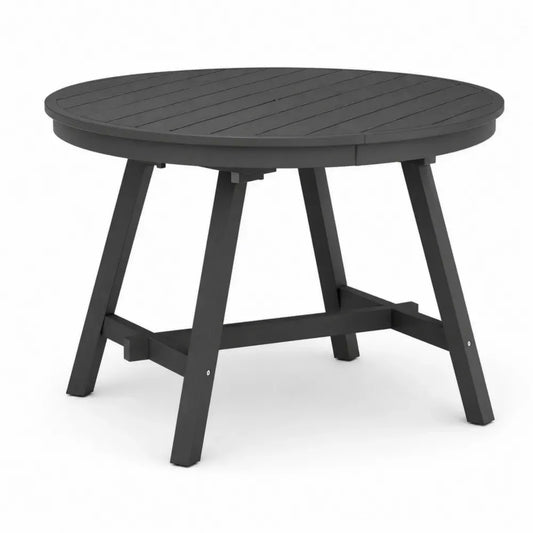 Gartentisch Esstisch rund Ø 120 cm Höhe 75 cm aus lackiertem Akazienholz mit Lamellenplatte Schwarz
